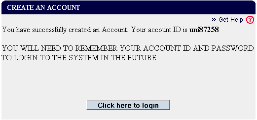 Account creation Successful