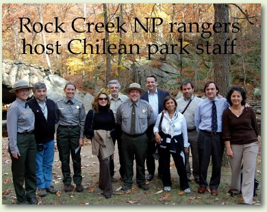 A group picture of Rock Creek NP Rangers and Chiean park staff.
