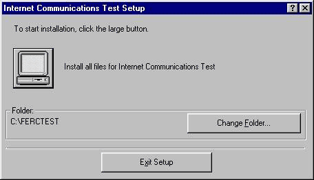 Internet Communications Test Setup window