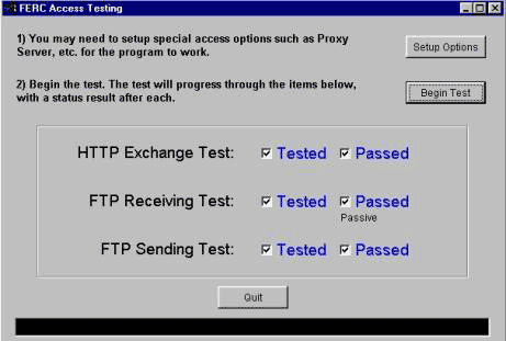 Test Access window