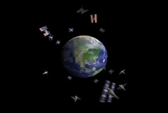 Earth with GPS satellites