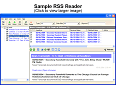 RSS Reader Application example screen shot