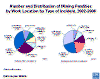 Pie charts of mining fatalities by work location and type of incident