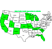 Map showing 12 states with funding