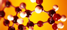A model of a molecule made of gumballs.