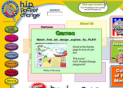Screen shot of H.I.P. Pocket Change's home page.