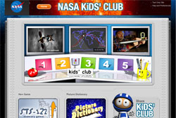 Screen shot of NASA Kids' Club's home page.