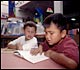 Photo of American Indian boys reading in library