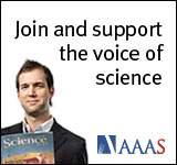 Join and support the voice of science - AAAS [Photograph of a man in shirt and jacket, reading Science magazine]