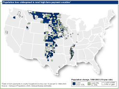 Chart: Population loss widespread in rural high-farm-payment counties