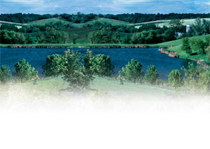 wide view of a lake on a farm