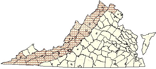 map of karst counties in Virginia