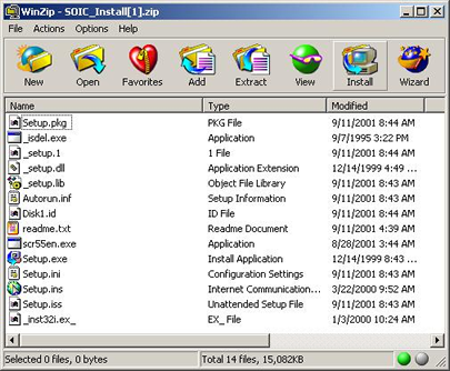 Software files that have been decompressed using the WinZip utility.
