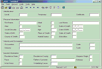 The data entry screen.