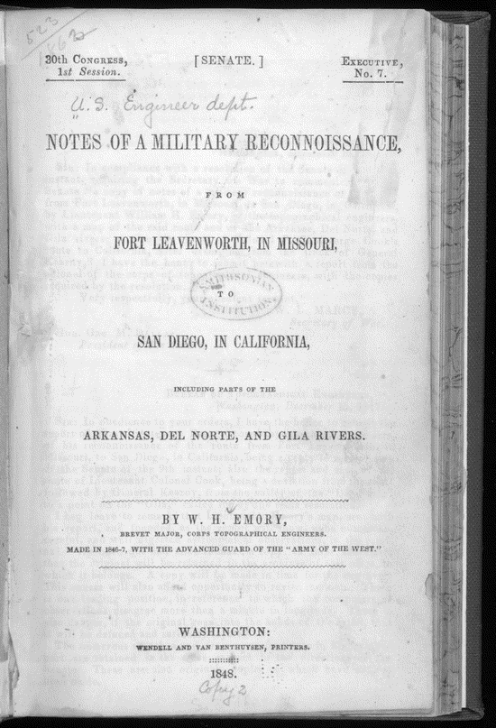 Title Page, Notes of a military reconnoissance from Fort Leave