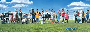 A line of diverse tweens (different ethnicities, tween with disability) each representing a different activity (ice hockey, cheerleading, mountain biking, soccer, baseball, etc.) posing on a field of grass on a beautiful day, with one empty space.
