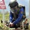Soldier deactivates land mine