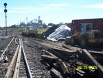 Diesel cleanup at train derailment near Ancona.