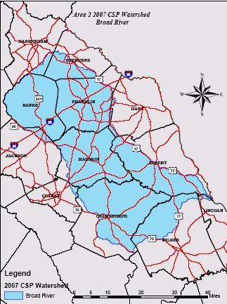 Map of Broad River Watershed