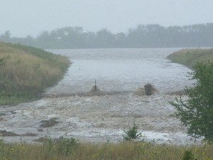 Photo of Upper Salt Creek 16 auxiliary spillway flow