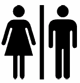 Male and female graphics used in indicating restrooms.