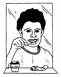 Image of a boy brushing his teeth.