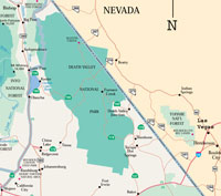 Highway routes into Death Valley