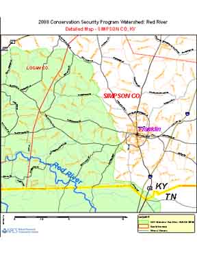 map of CSP Watershed in Simpson County