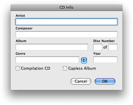 Editing CD Information