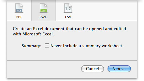 Exporting a Numbers ’08 Document for Someone Using Microsoft Excel