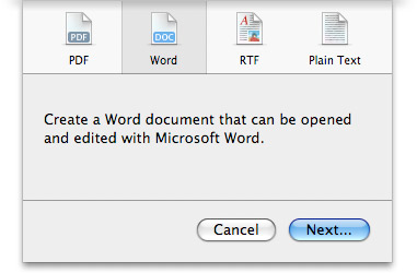 Exporting Pages ’08 Documents for Someone Using Microsoft Word