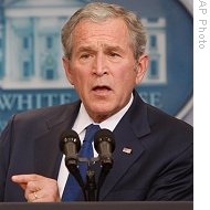 President Bush talks to reporters during White House press conference, 12 Jan 2009