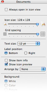 The Finder View Options.