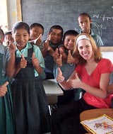 School children in Belize with UW student Rachel Wise.