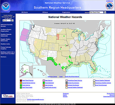 National weather hazards page