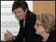 Secretary Spellings and Under Secretary Tucker talk with a participant at the first of five regional higher education summits, 'A Test of Leadership: Committing to Advance Postsecondary Education for all Americans,' held in Kansas City, Missouri.