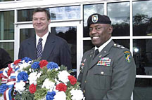 Lt. Col. Joe Weaver, Operational Safety Services Division, was the keynote speaker. ORNL Veterans' Day observance in courtyard near Main Street, November 11, 2003.