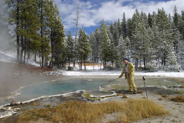 Gathering microbes for biofuels research at Yellowstone National Park