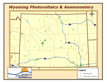 Photovoltaic and Anamometer Wyoming Map