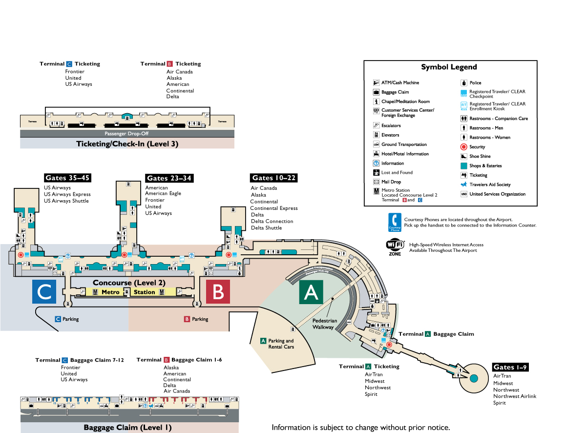 DCA Terminal Map