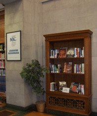 The walls of the Reading Room are Indiana Limestone in regular, ahslar pattern.