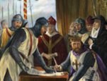 In 1215, English nobles pressured King John of England to sign a document known as the Magna Carta.