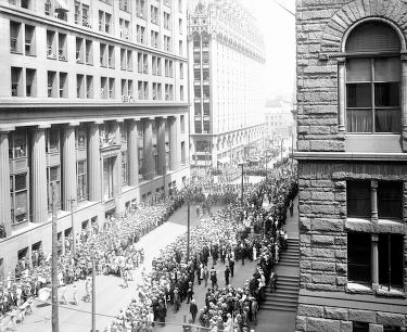 Thousands gather in the streets of Philadelphia for the Liberty Loan Parade.