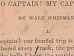 Walt Whitman (1819-1892), 'O Captain! My Captain!' Proof sheet with corrections in ink, 1888. Manuscript Division.  Walt Whitman (1819-1892) wrote this dirge for the death of Abraham Lincoln in 1865