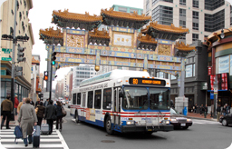 Photograph of Metrobus traveling through Chinatown