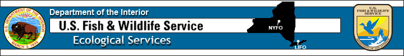 DOI USFWS Ecological Services title, link to national page on left, DOI page on right