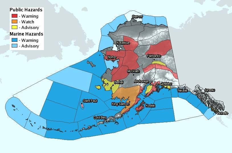 Alaska Weather Hazards Map