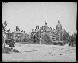 A black and white image of Johns Hopkins Hospital in Baltimore, Maryland, 1903.