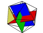 Aan icosahedron where each of the 12 vertices lies on the vertex of one of three golden rectangles.