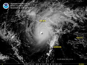 Satellite image of Hurricane Paloma on 8 November 2008